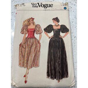 Vintage Vogue Very Easy Puff Sleeve Square Neck Dress Pattern 8152 Size 10
